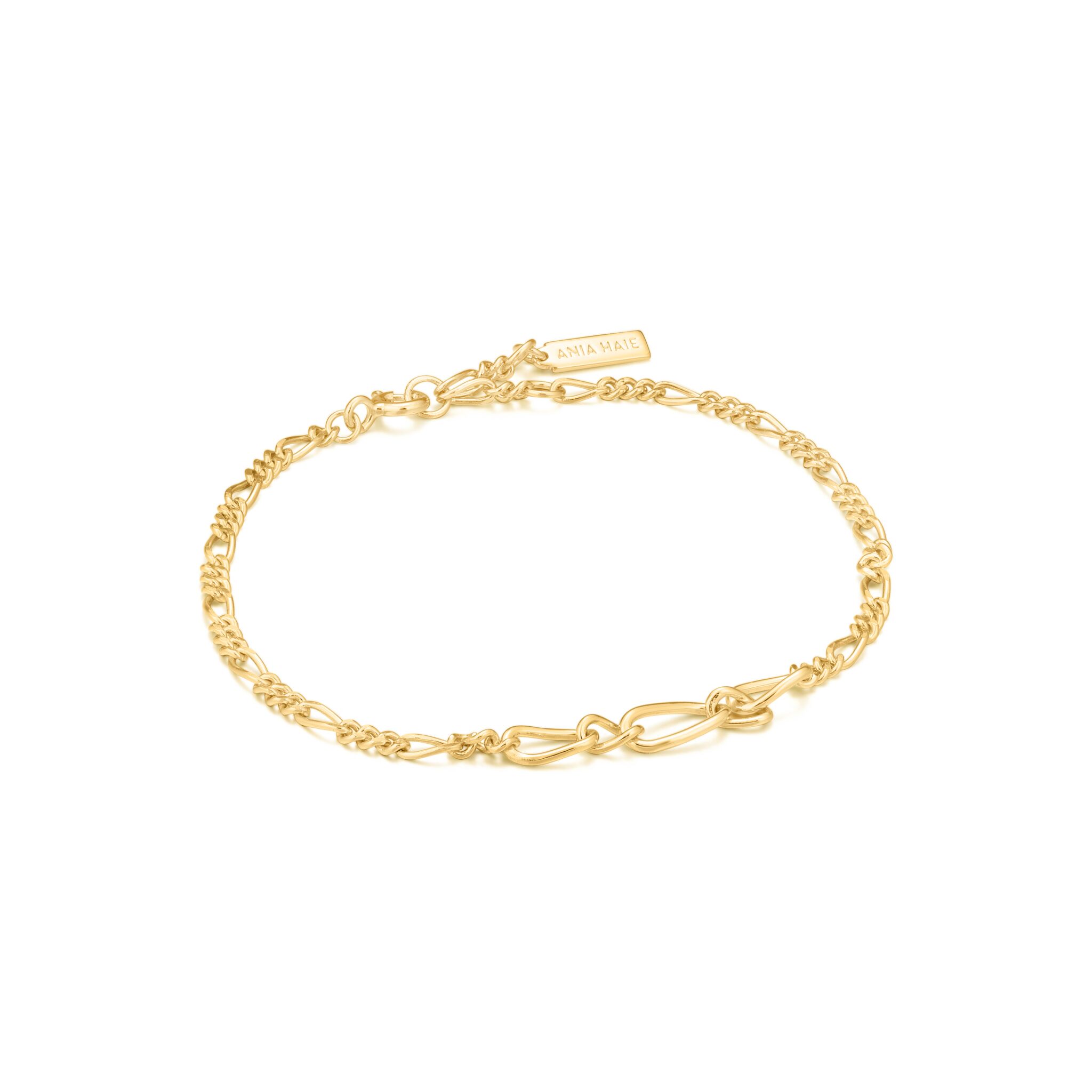 Gold Toned Figaro Chain Bracelet by Ania Haie