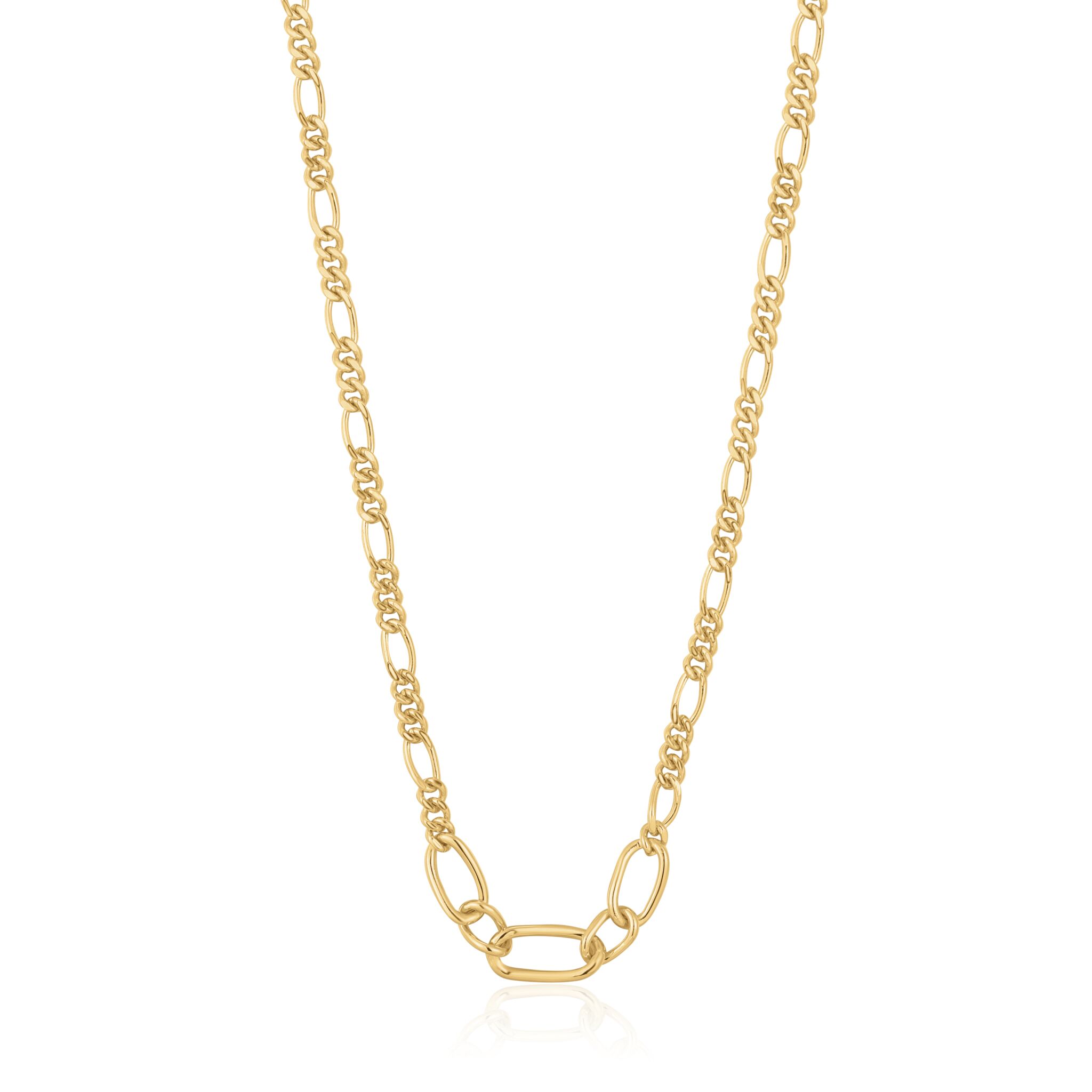 gold toned figaro chain necklace