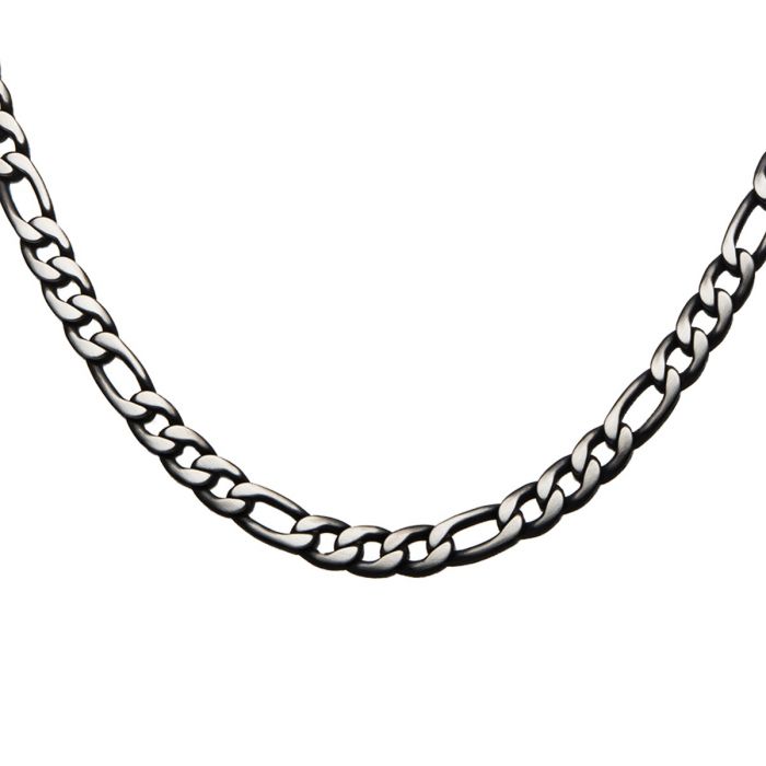 Black Stainless Steel 30" Figaro Link Chain