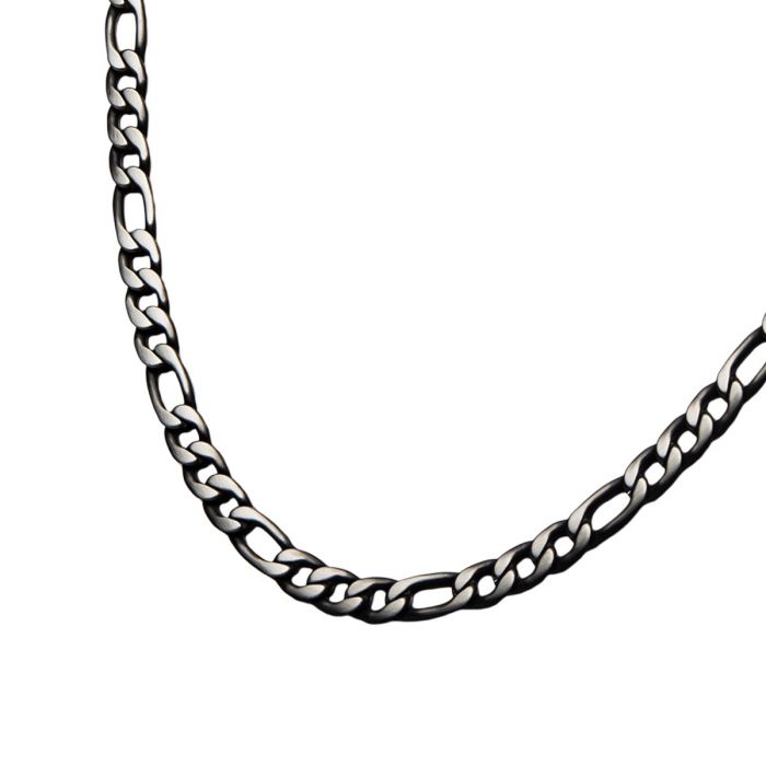 Black Stainless Steel 30" Figaro Link Chain - Image 2