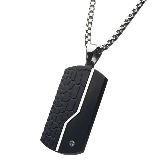 Stainless Steel Crocodile Pattern Dog Tag Pendant - Image 3