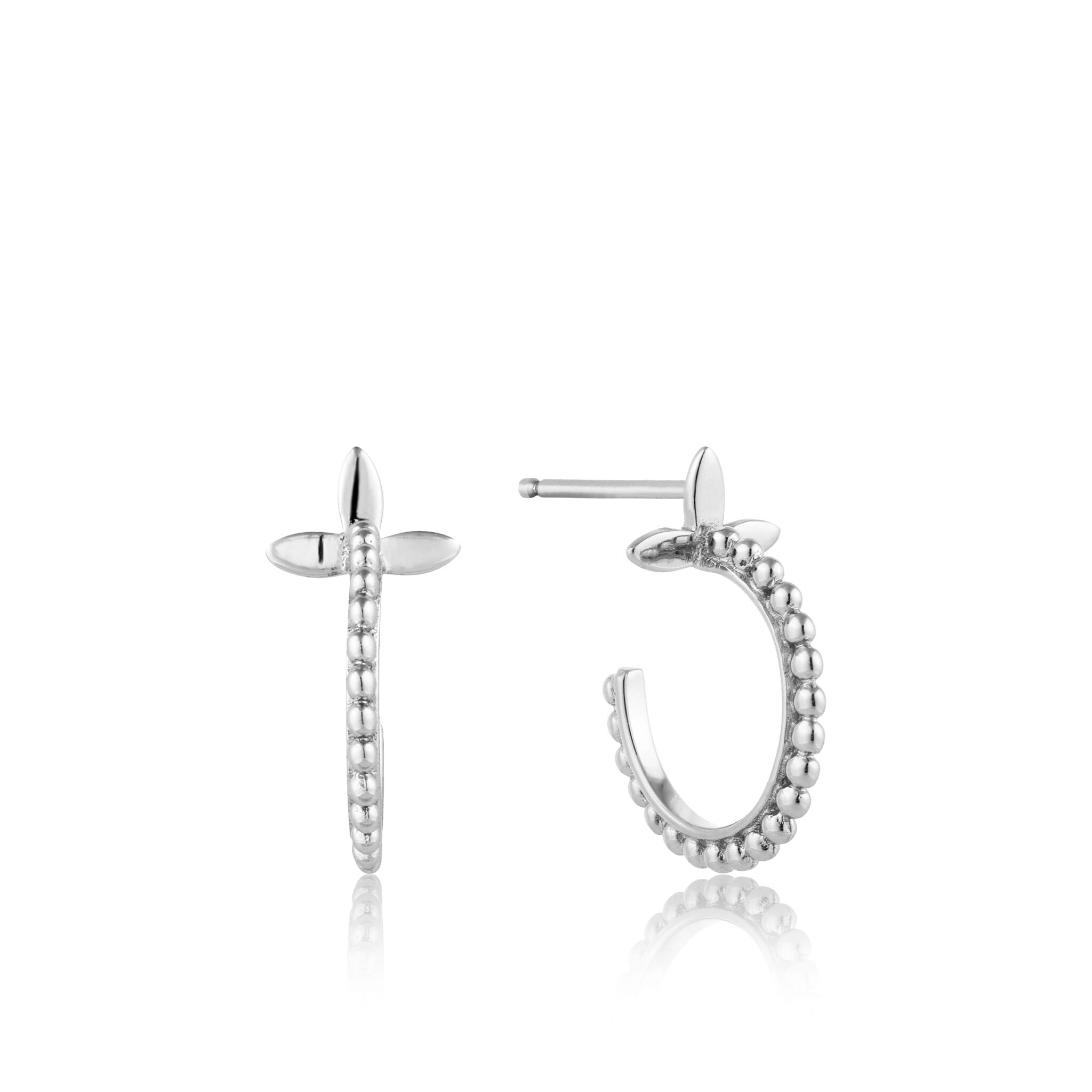 Sterling Silver Modern Beaded Hoop Earrings by Ania Haie