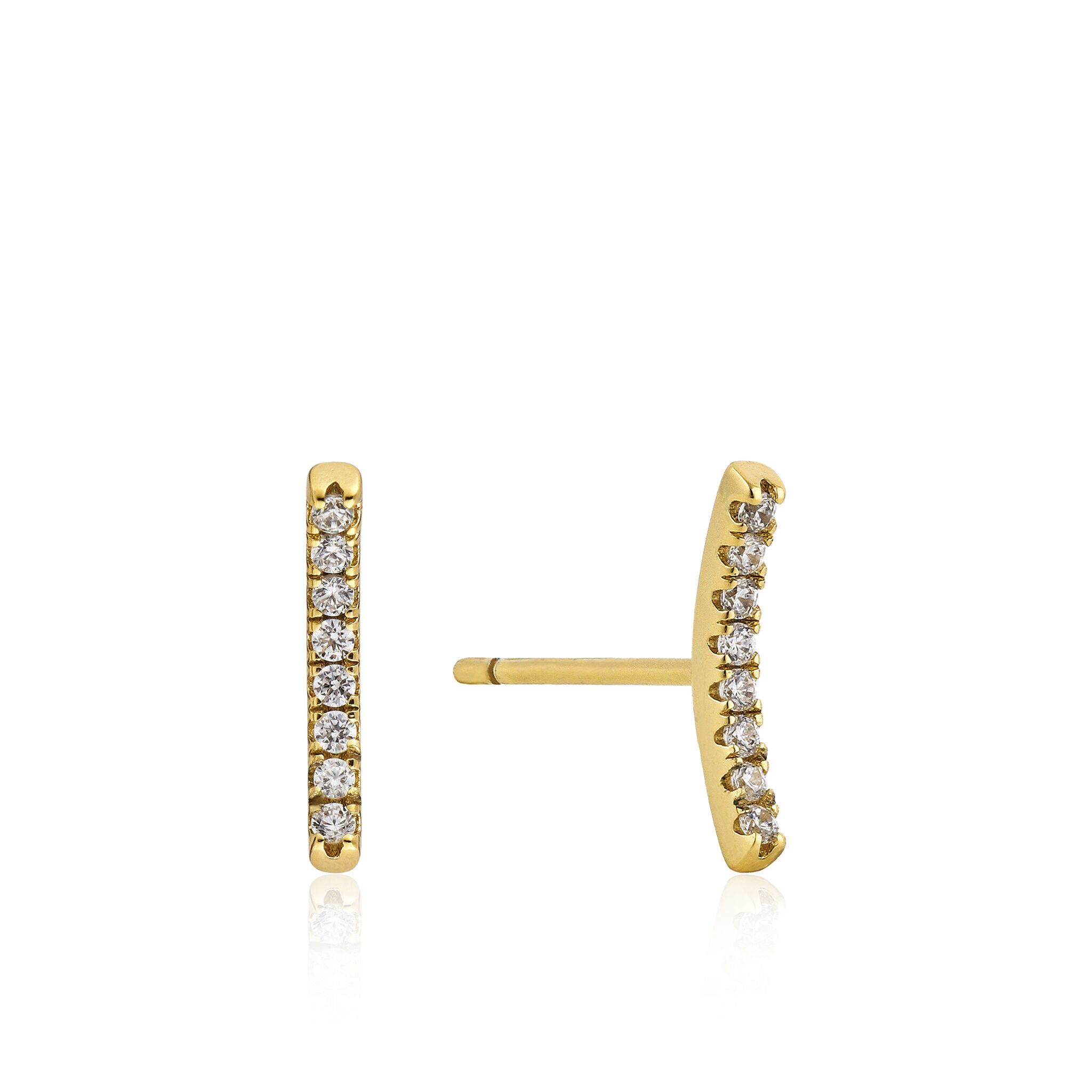 Gold Toned Shimmer Pavé Bar Stud Earrings by Ania Haie