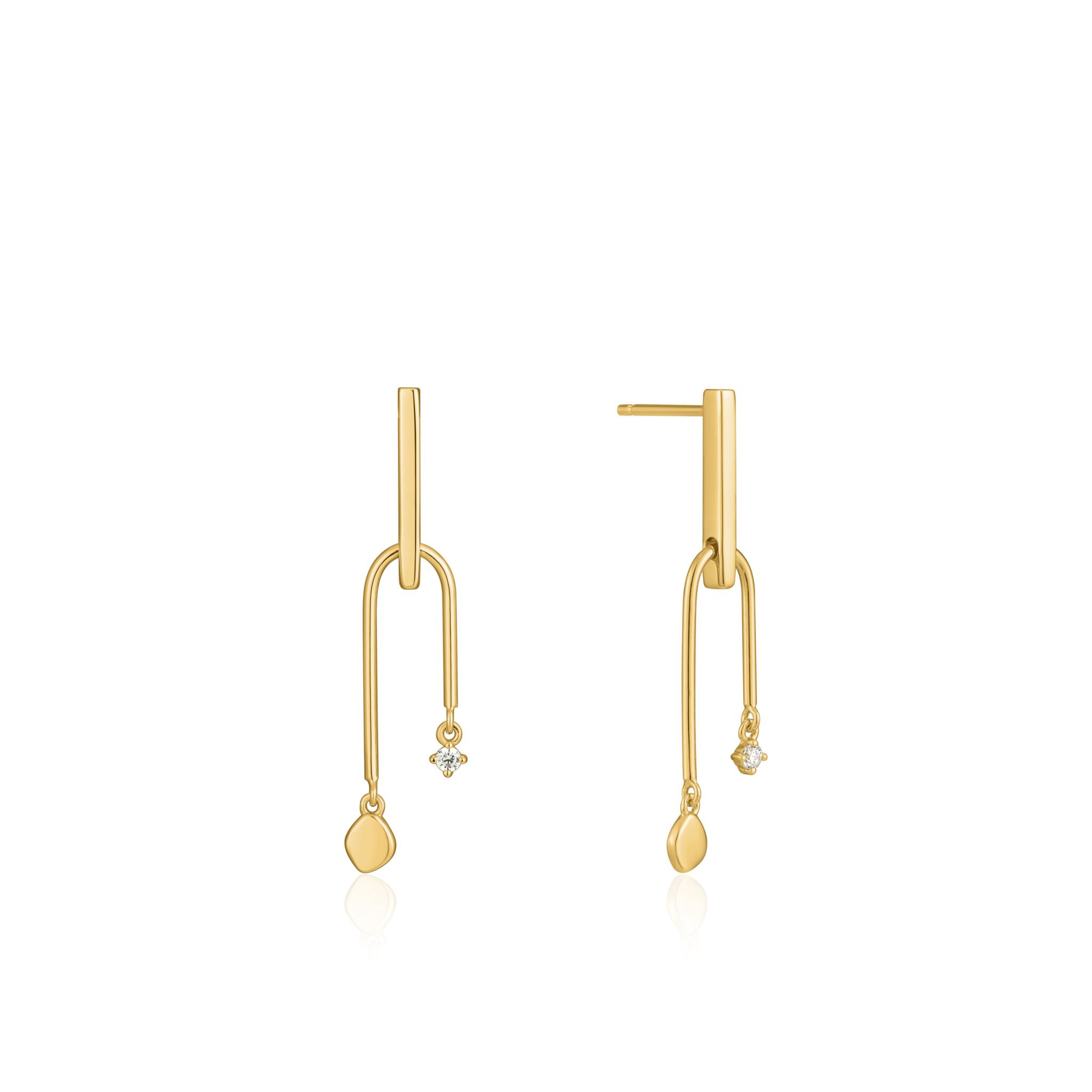 Gold Toned Double Drop Stud Earrings by Ania Haie