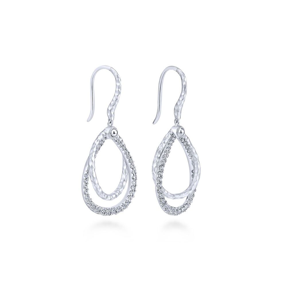 White Sapphire Tear Drop Hook Earrings - Image 2