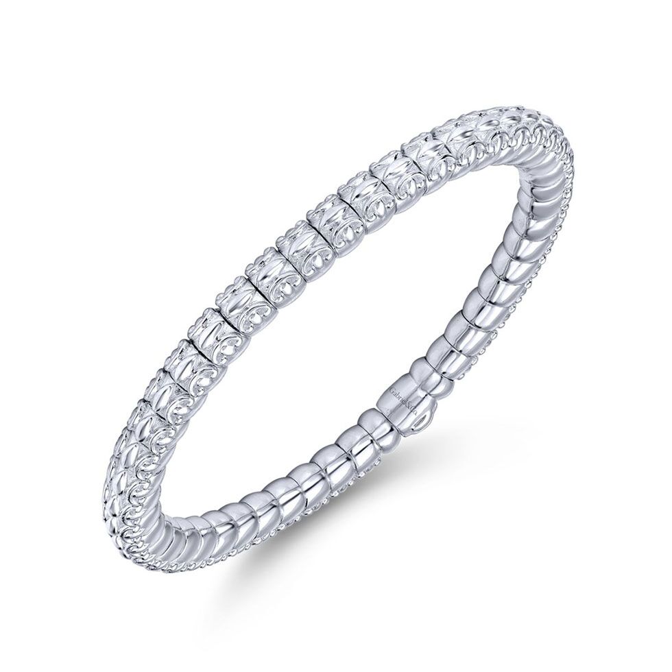 Sterling Silver and Stainless Steel Bangle Bracelet - Image 2