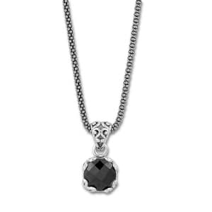 Glow Gemstone Pendant Necklace in Sterling Silver by Samuel B. - black spinel