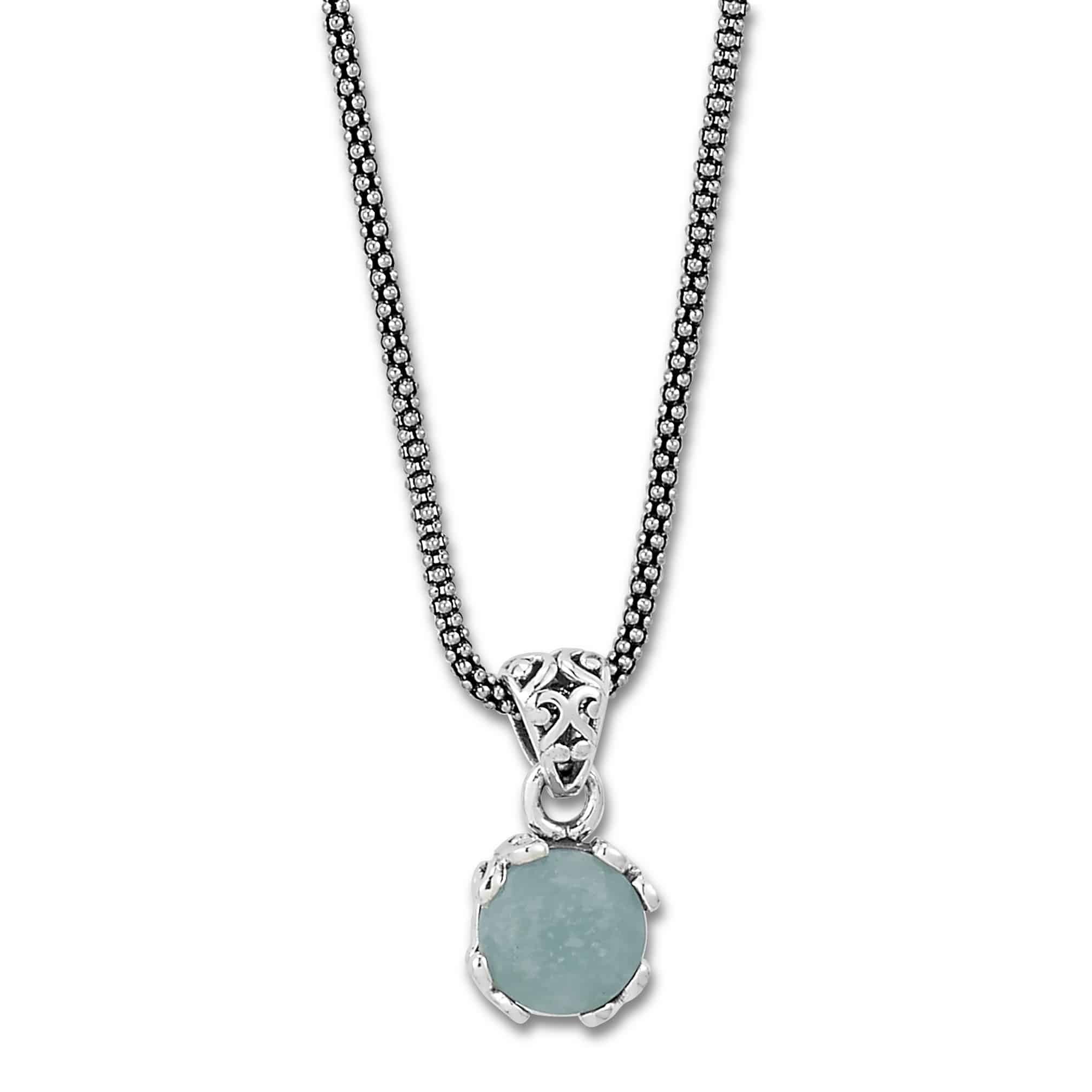 Glow Gemstone Pendant Necklace in Sterling Silver by Samuel B. - aquamarine