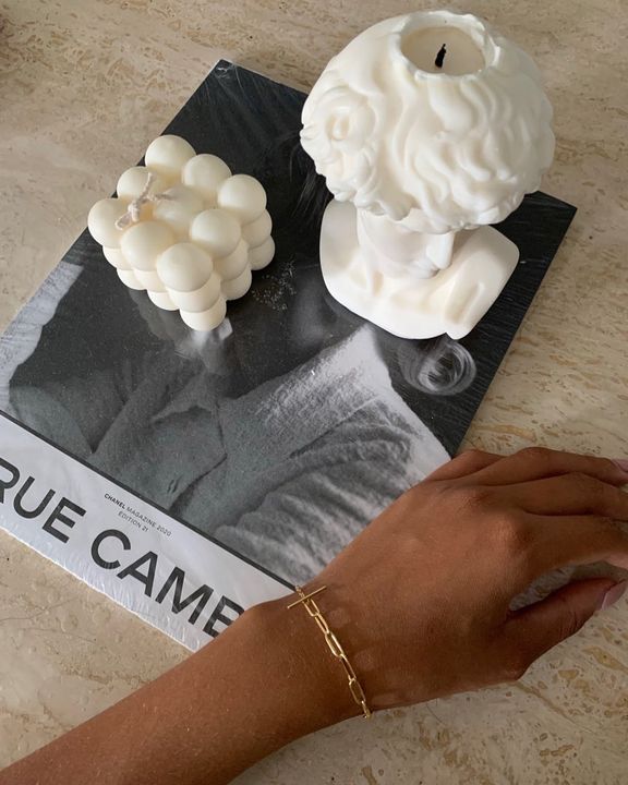 mixed link t-bar bracelet on model