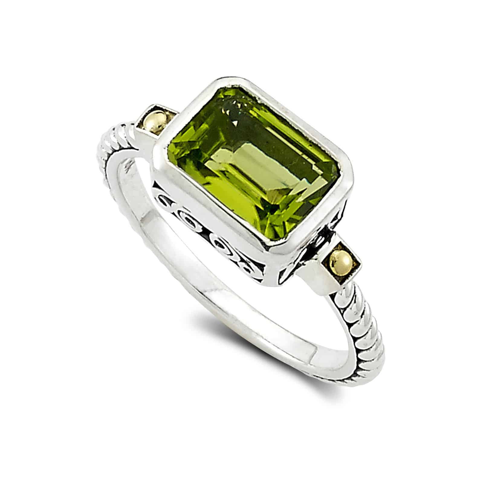Eirini Birthstone Ring in Sterling Silver and 18k Yellow Gold by Samuel B. - Peridot