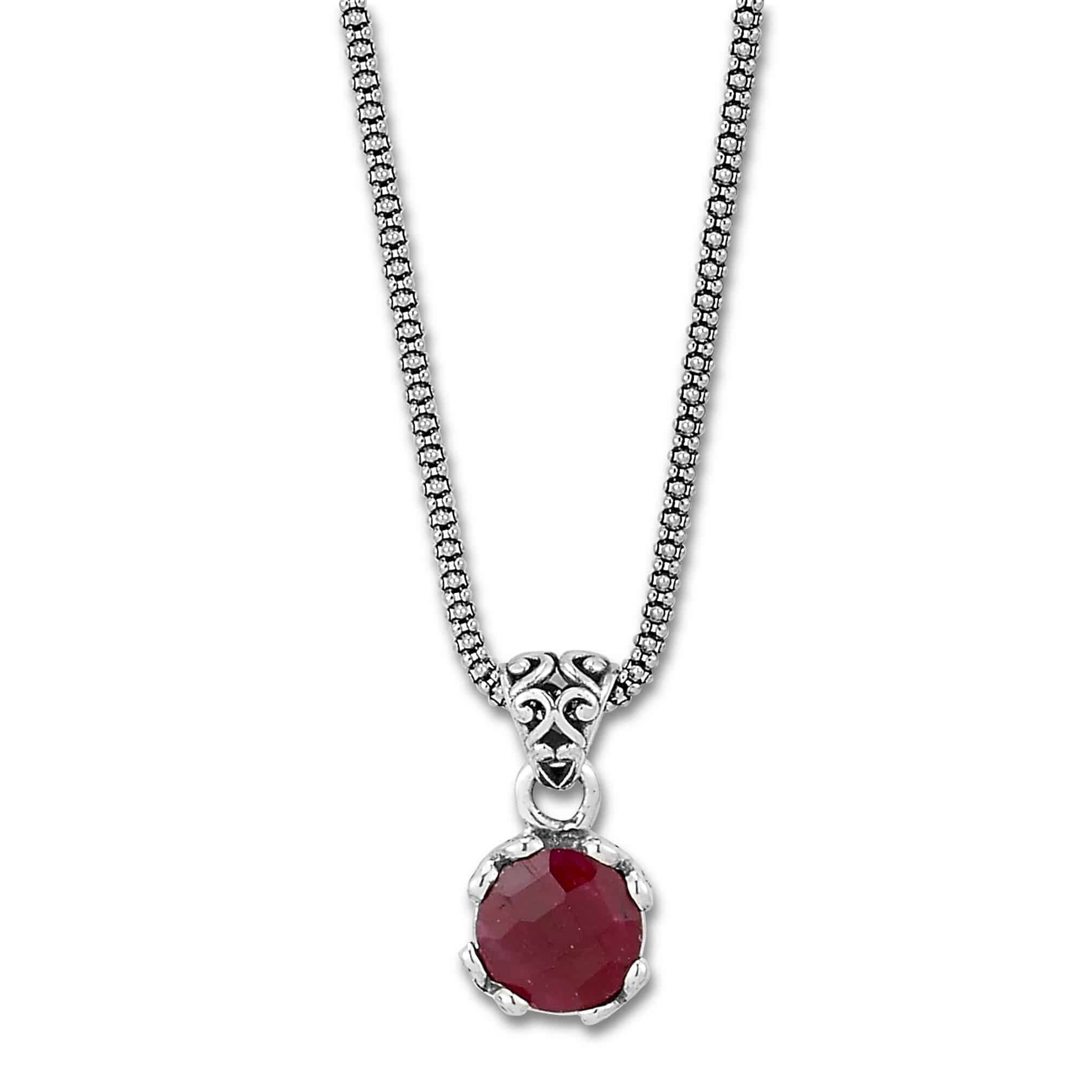 Glow Ruby Pendant Necklace in Sterling Silver by Samuel B.