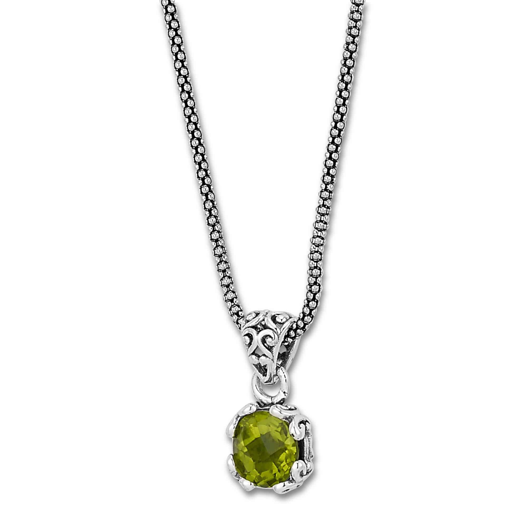 Glow Peridot Pendant Necklace in Sterling Silver by Samuel B.