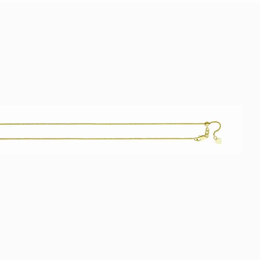 22" Adjustable Diamond-Cut Spiga Link Chain in 14k Yellow Gold