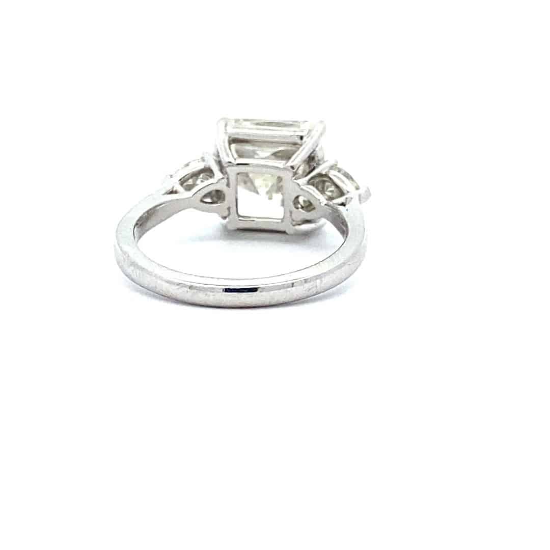 Radiant and Pear Three-Stone Diamond Engagement Ring in Platinum