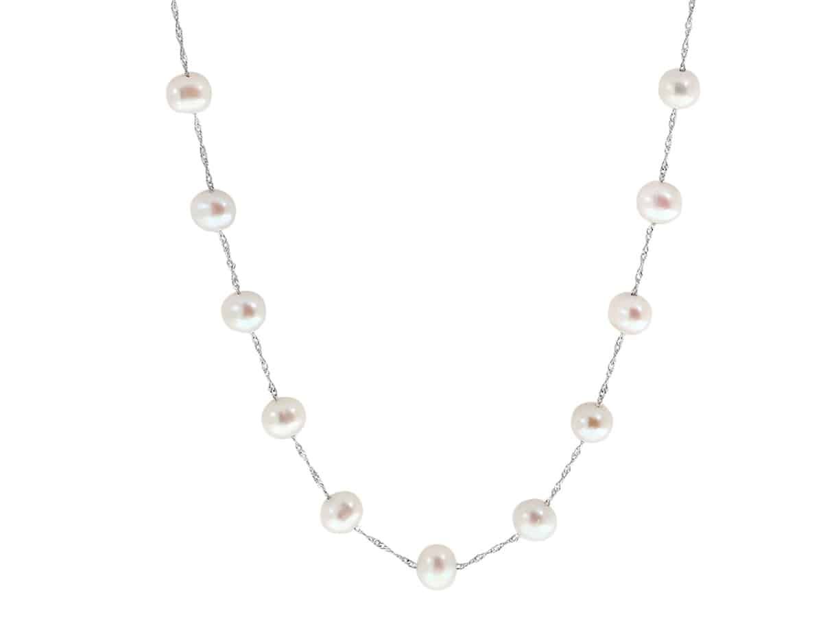 Freshwater Pearl Station Necklace in 14k Gold by Lali
