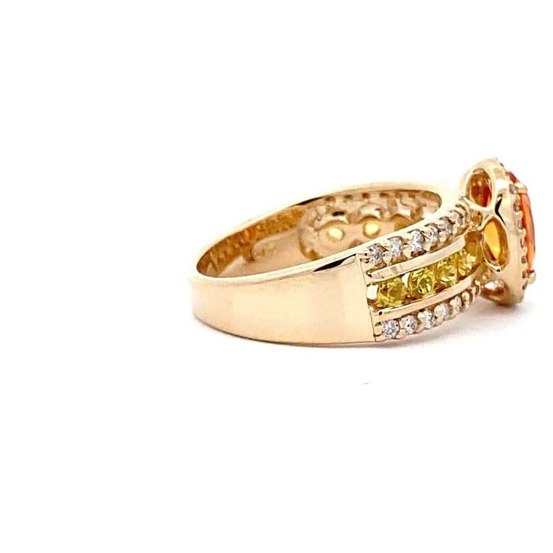 Sapphire and Diamond Halo Ring in 14k Yellow Gold by Effy