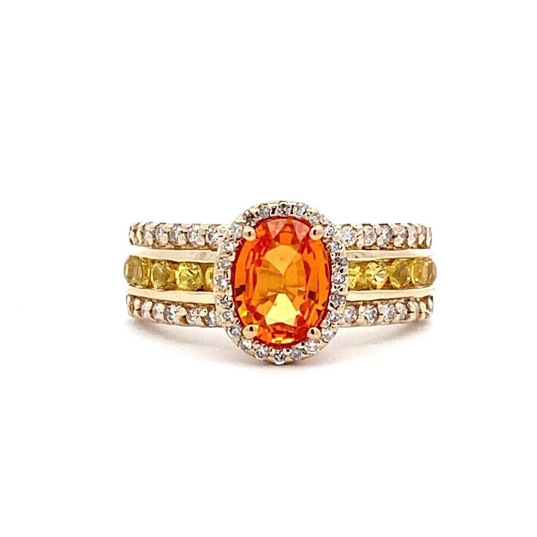 Sapphire and Diamond Halo Ring in 14k Yellow Gold by Effy