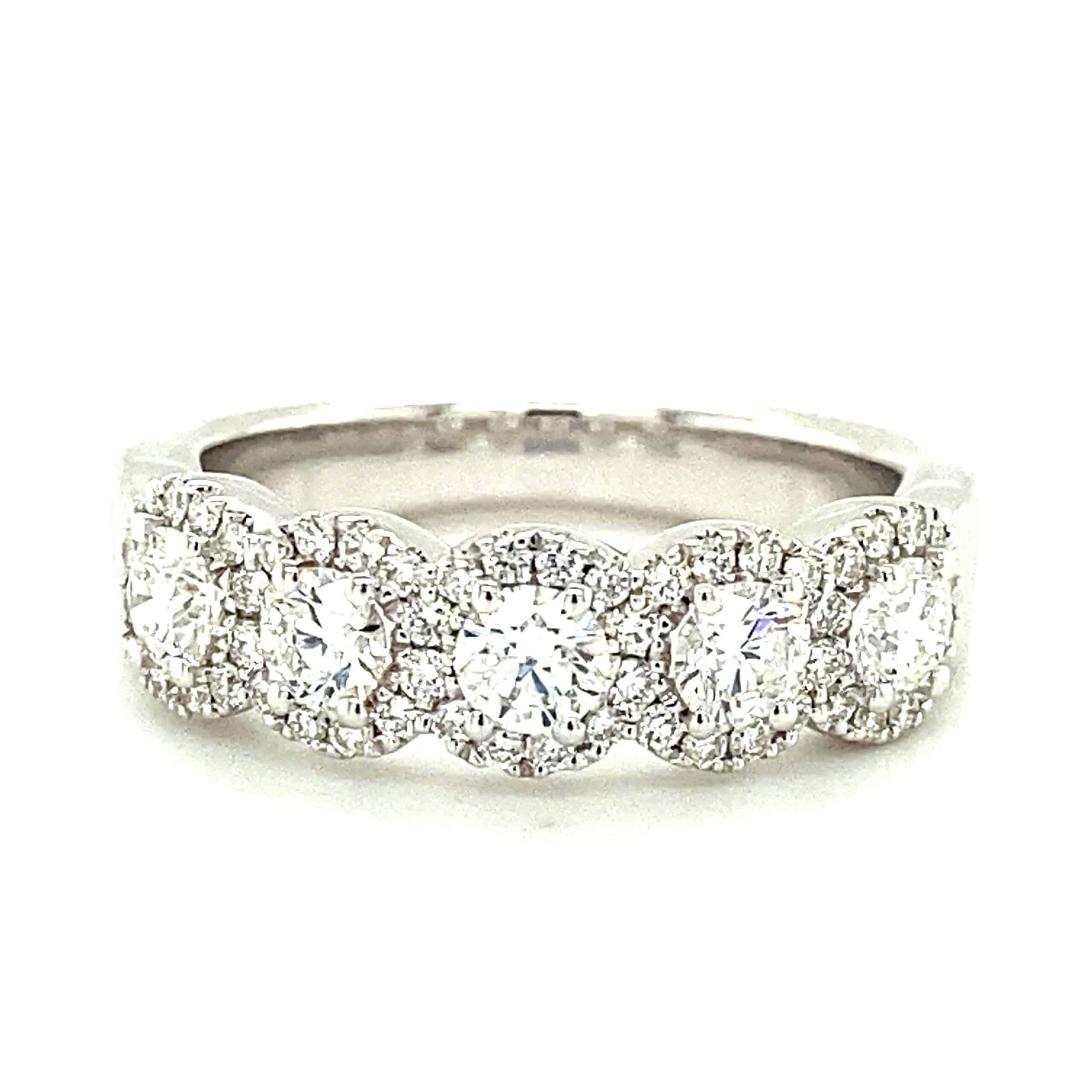 Five-Stone Diamond Halo Band in 14k White Gold