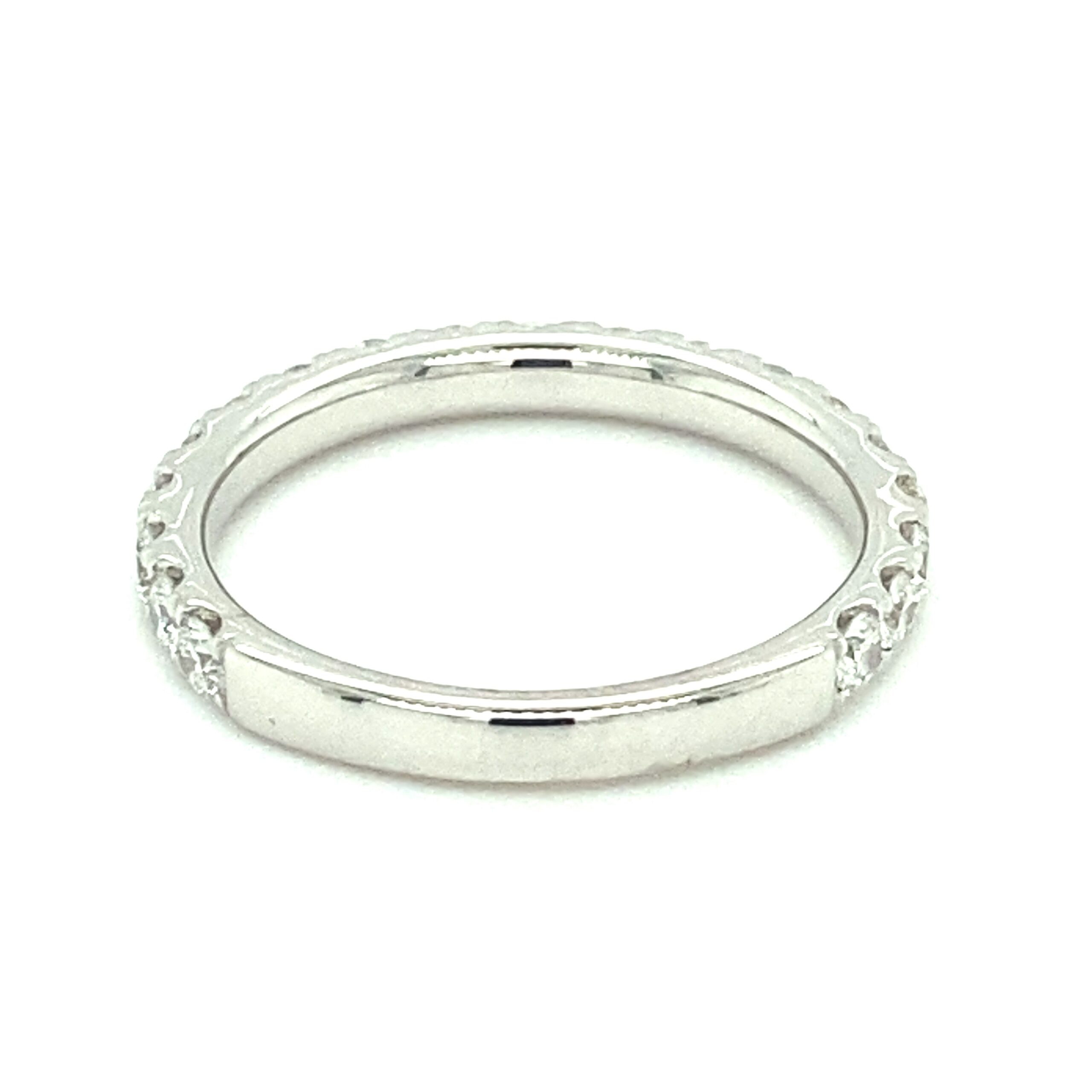French Pave Diamond Band in 14k White Gold
