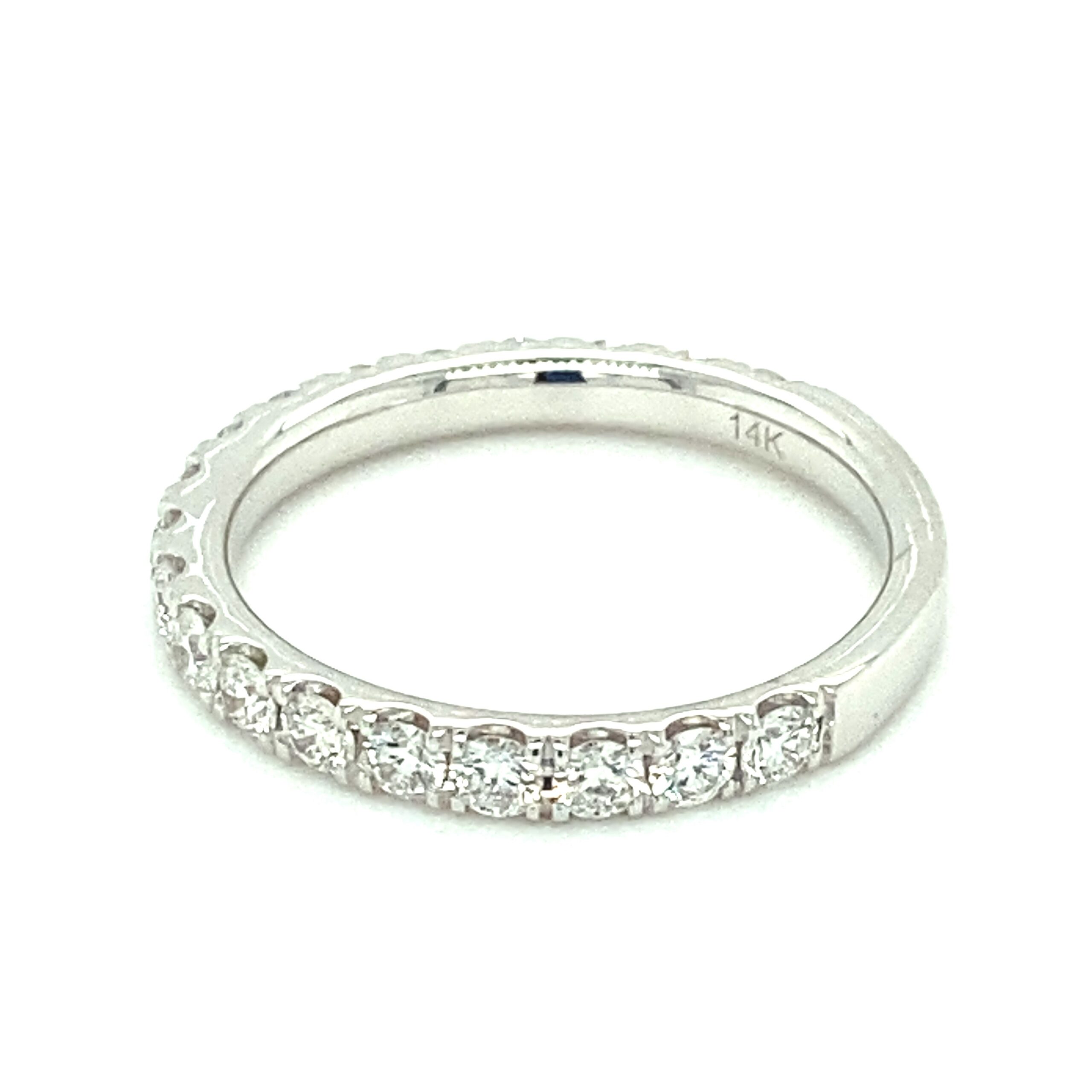 French Pave Diamond Band in 14k White Gold