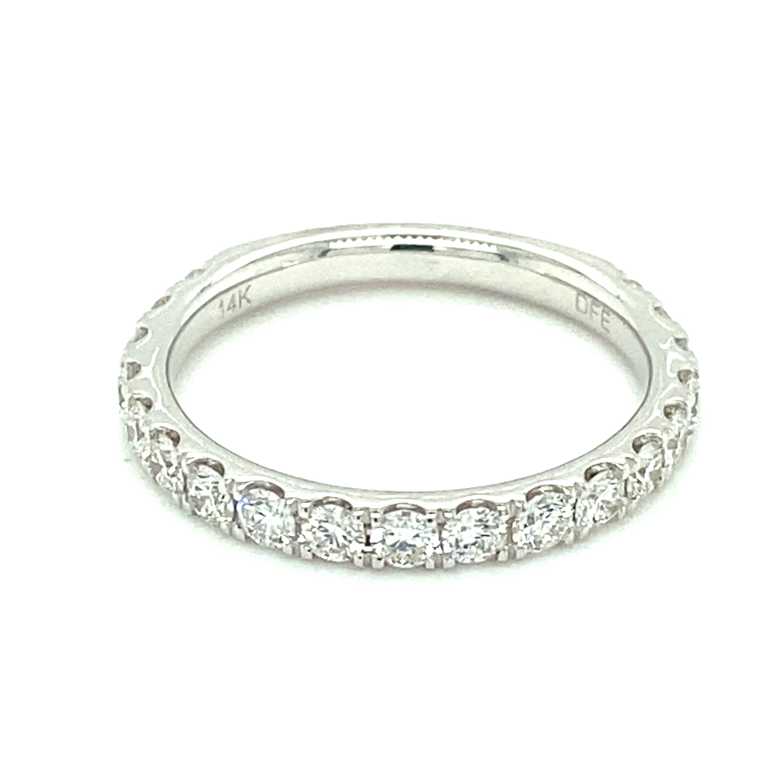 French Pave Diamond Band in 14k White Gold