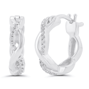 Diamond Twist Huggie Hoop Earrings