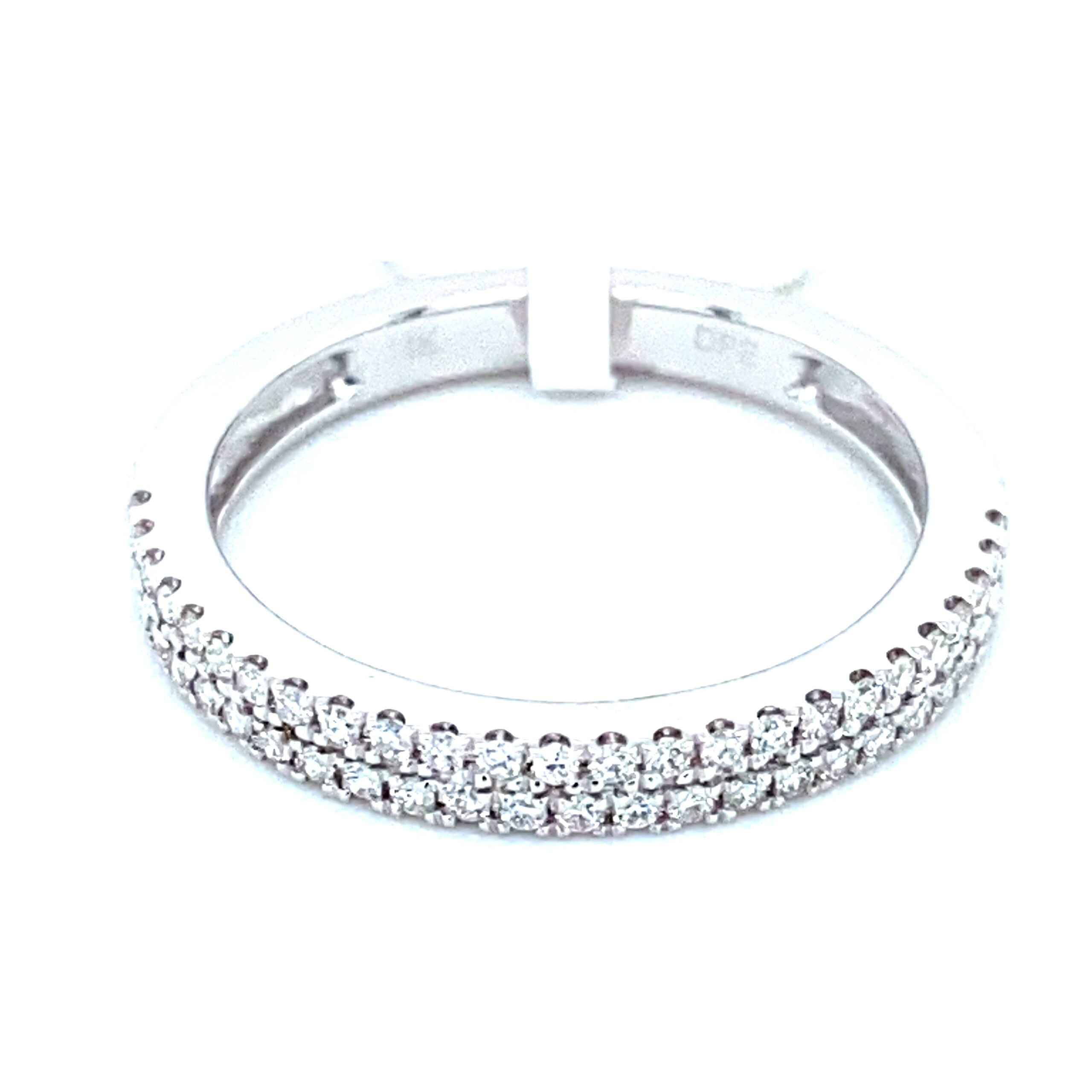 Double Row Pave Diamond Band in 14k White Gold