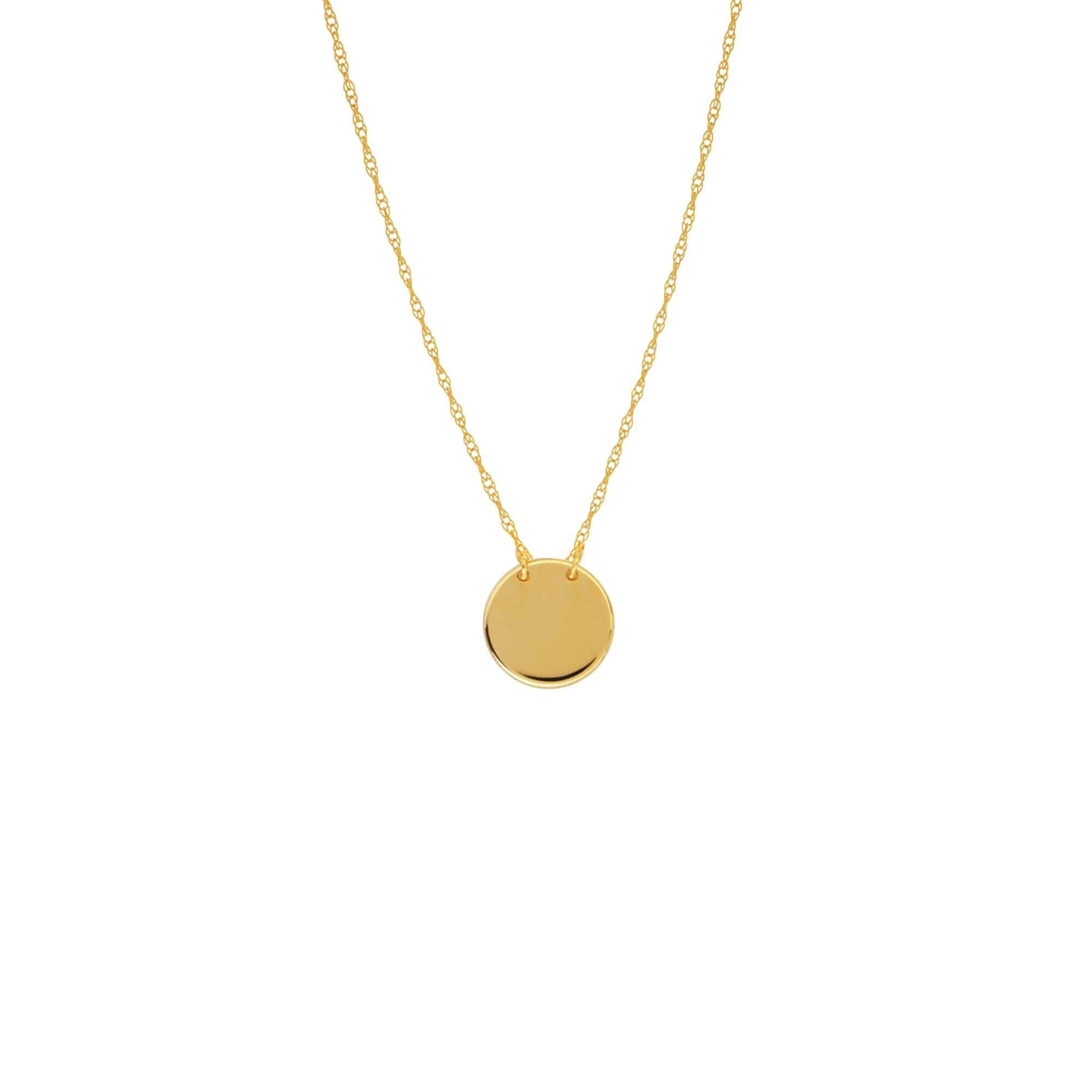 So-You Pendant Necklace in 14k Yellow Gold- mini round disc