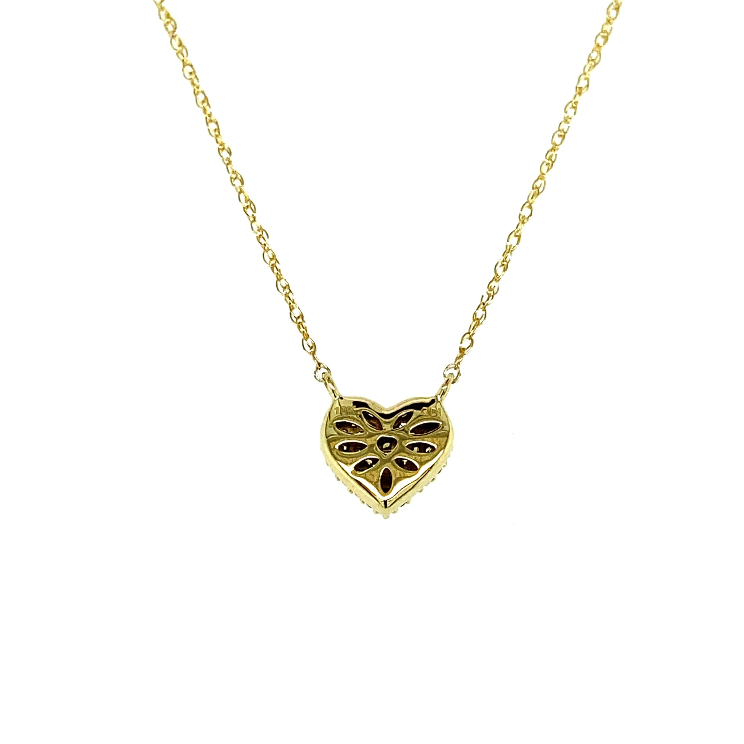 Pave Diamond Heart Pendant Necklace in 14k Yellow Gold