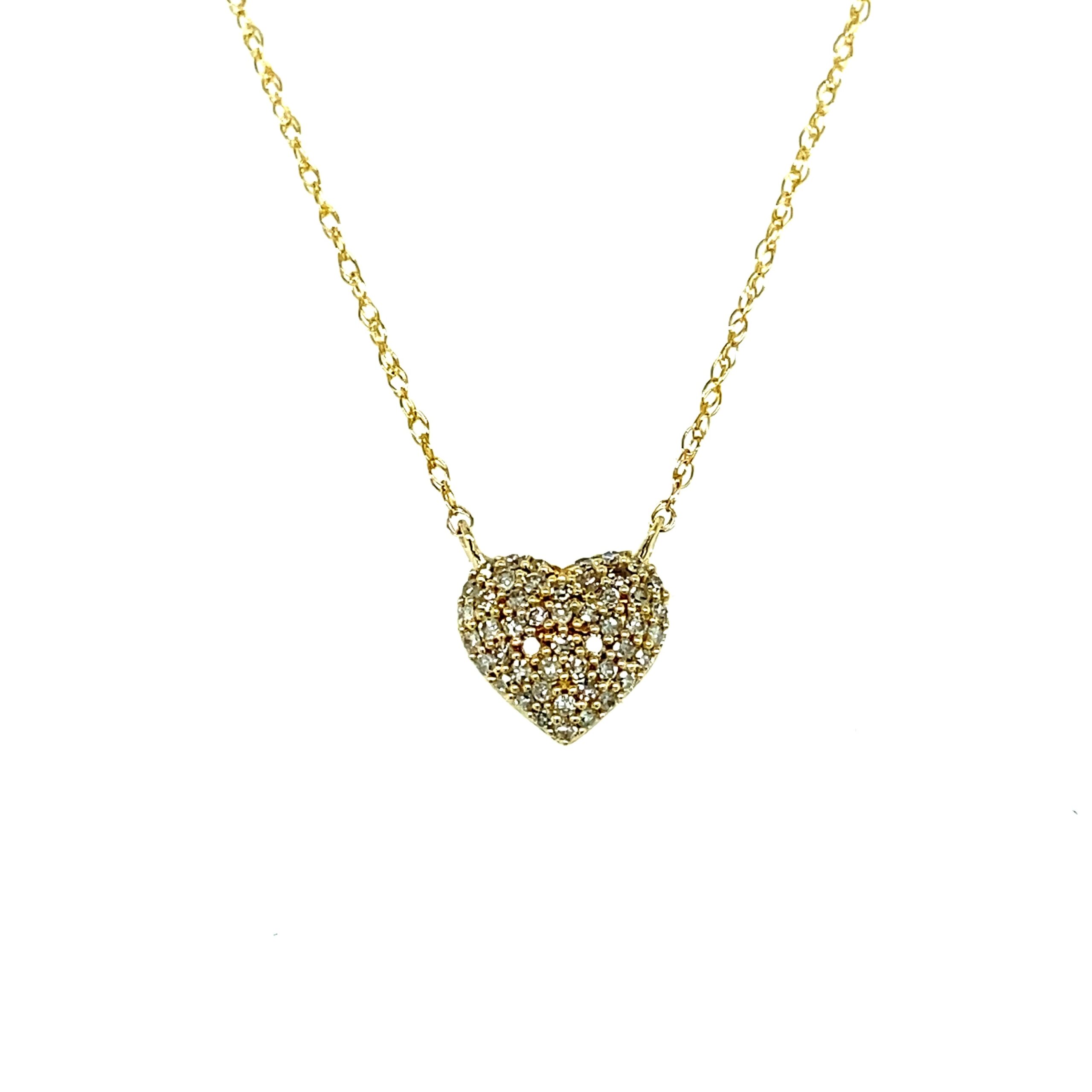 Pave Diamond Heart Pendant Necklace in 14k Yellow Gold