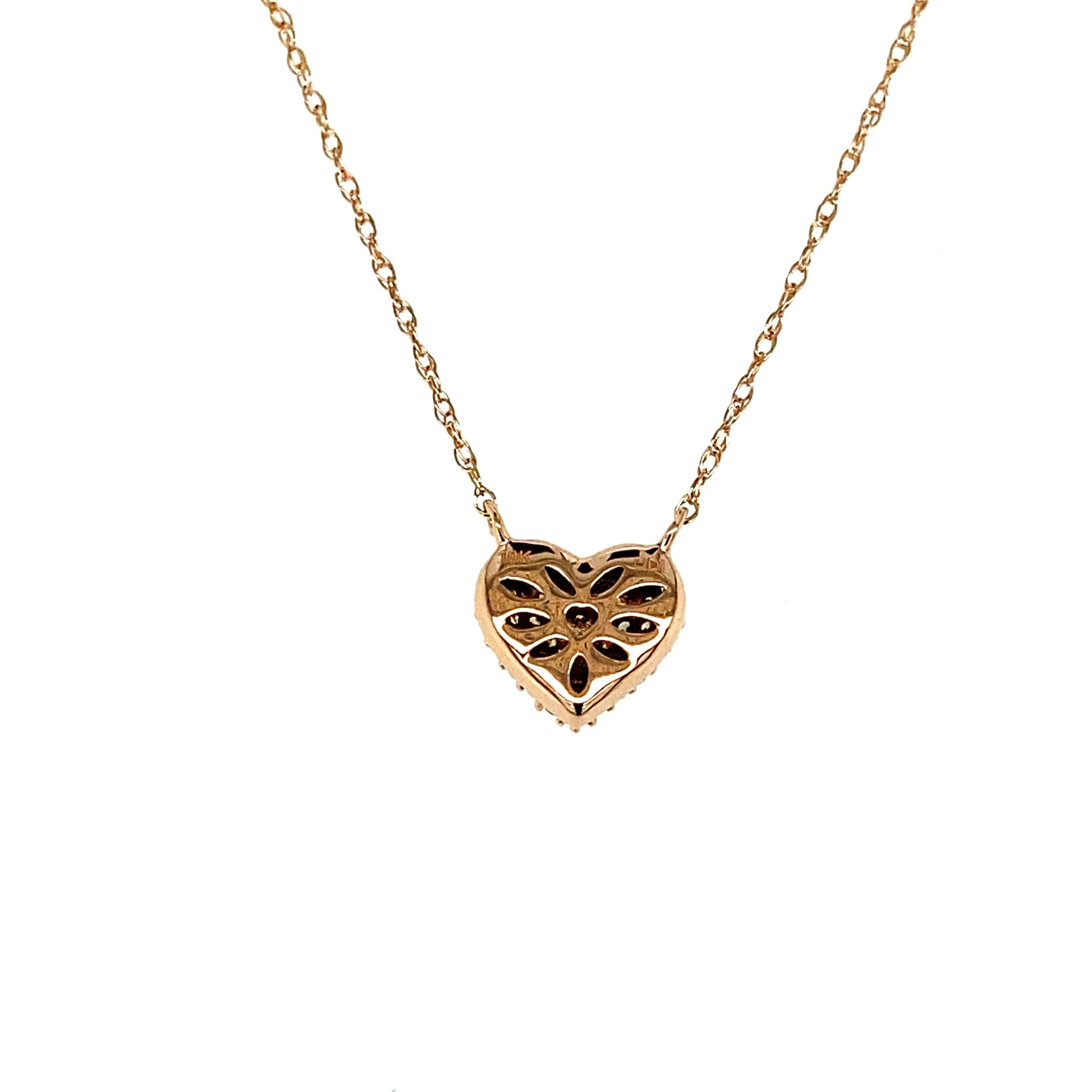 Pave Diamond Heart Pendant Necklace in 14k Rose Gold