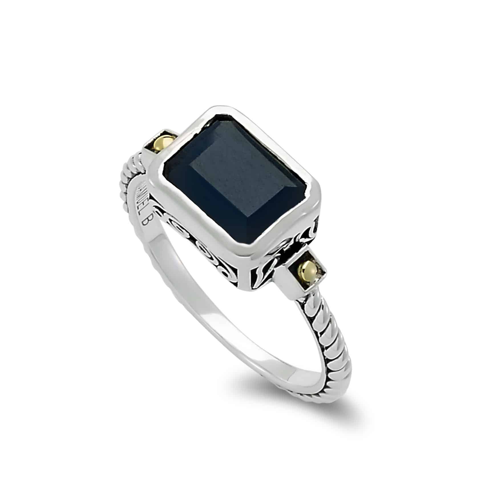 Eirini Birthstone Ring in Sterling Silver and 18k Yellow Gold by Samuel B. - Blue Sapphire