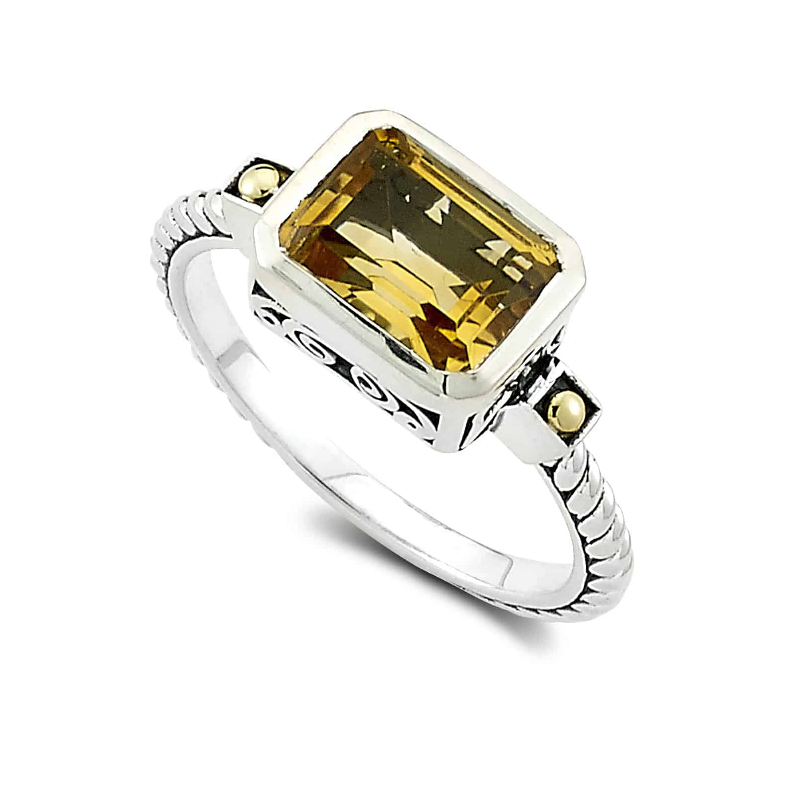 Eirini Birthstone Ring in Sterling Silver and 18k Yellow Gold by Samuel B. - Citrine