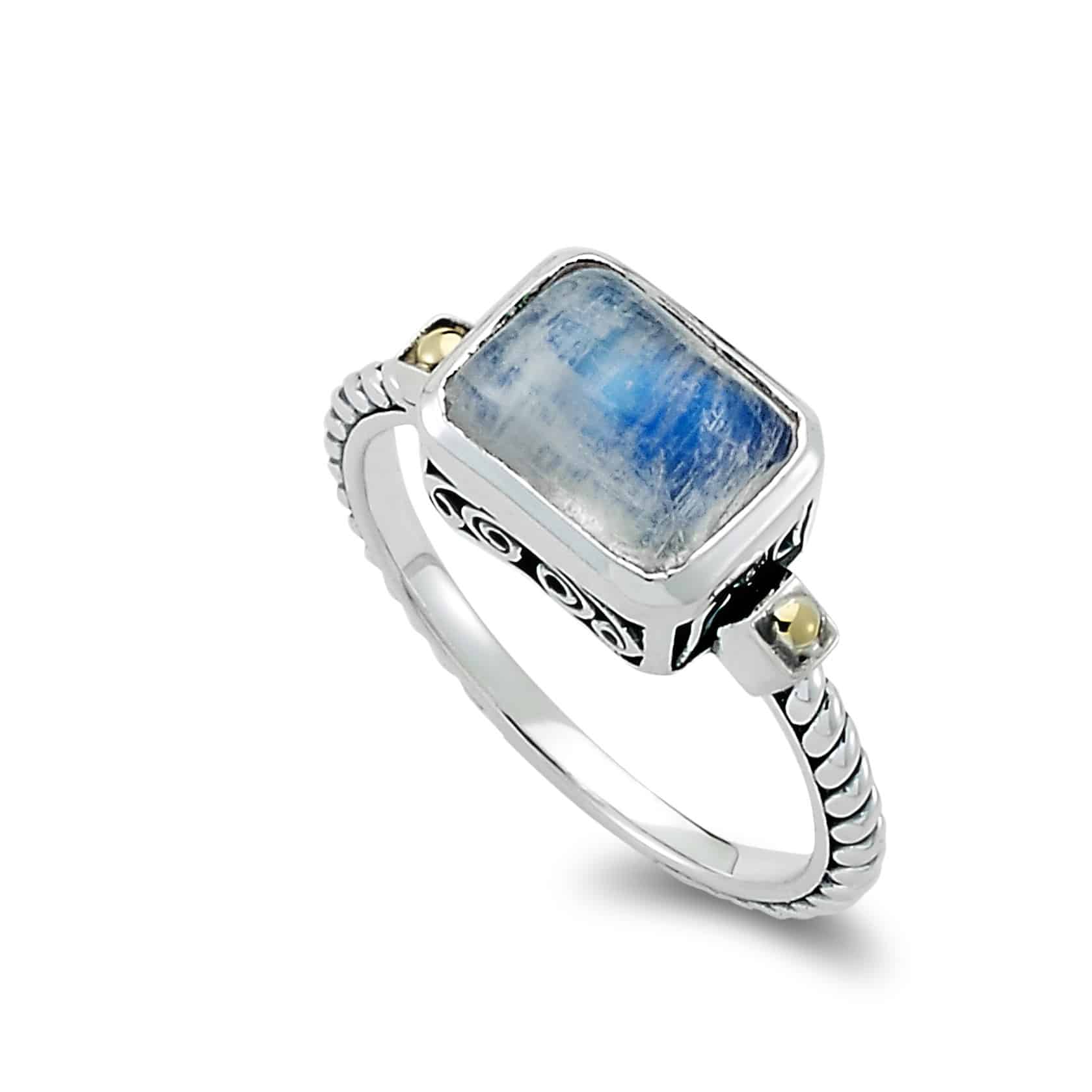 Eirini Birthstone Ring in Sterling Silver and 18k Yellow Gold by Samuel B. - Moonstone
