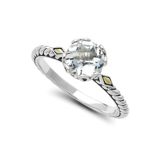 Glow Birthstone Ring in Sterling Silver and 18k Yellow Gold by Samuel B. - White Topaz