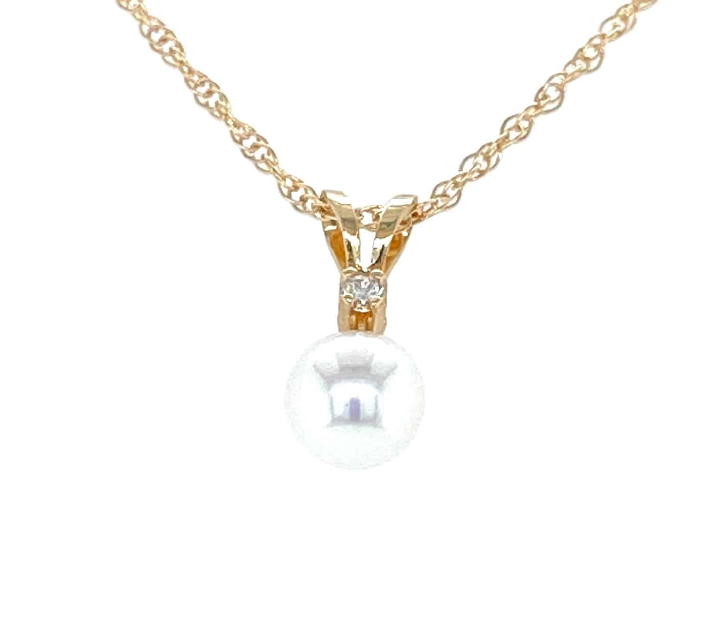 Akoya Pearl and Diamond Pendant Necklace in 14k Gold - Multiple Styles Available
