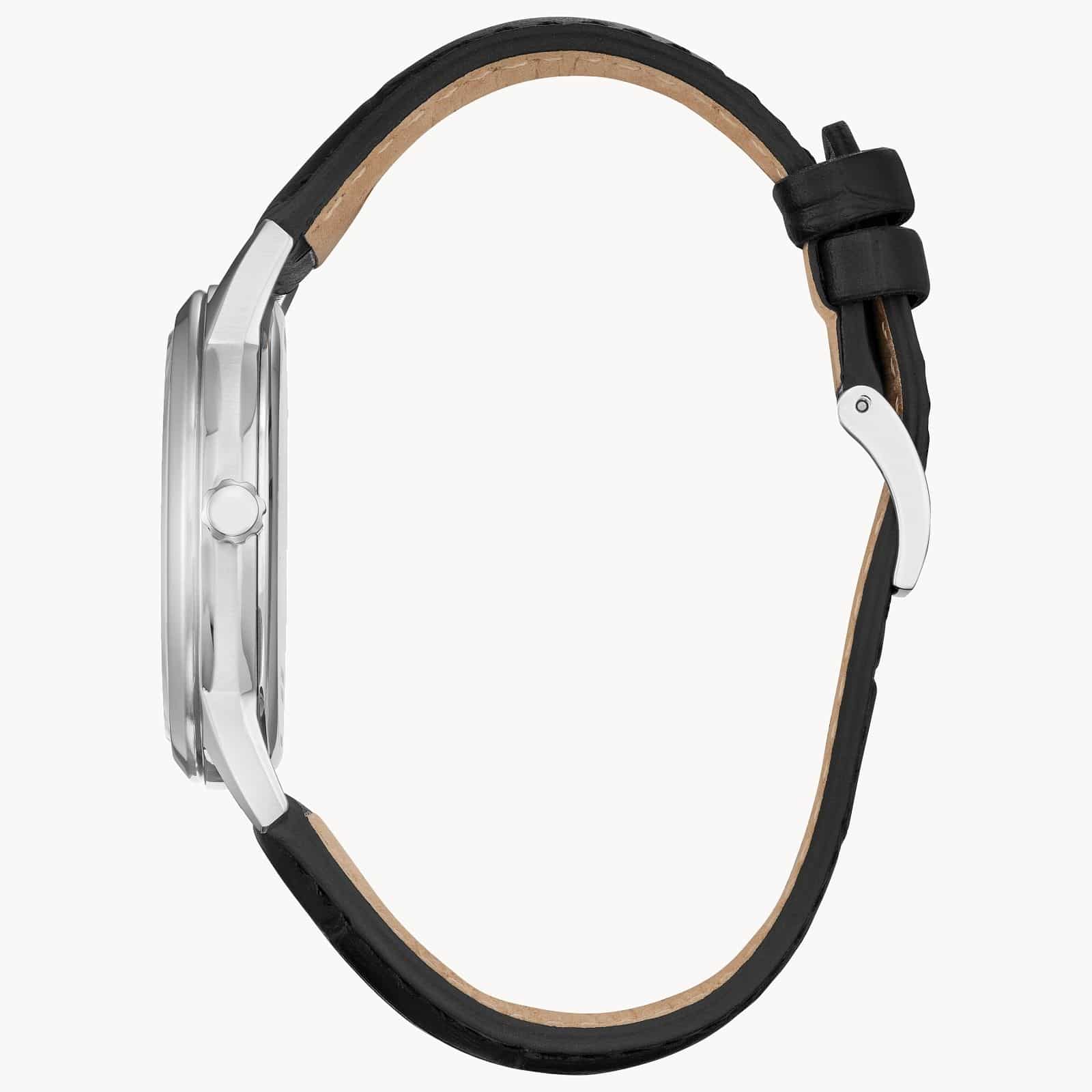 Classic Blue Dial Leather Strap Watch by Citizen