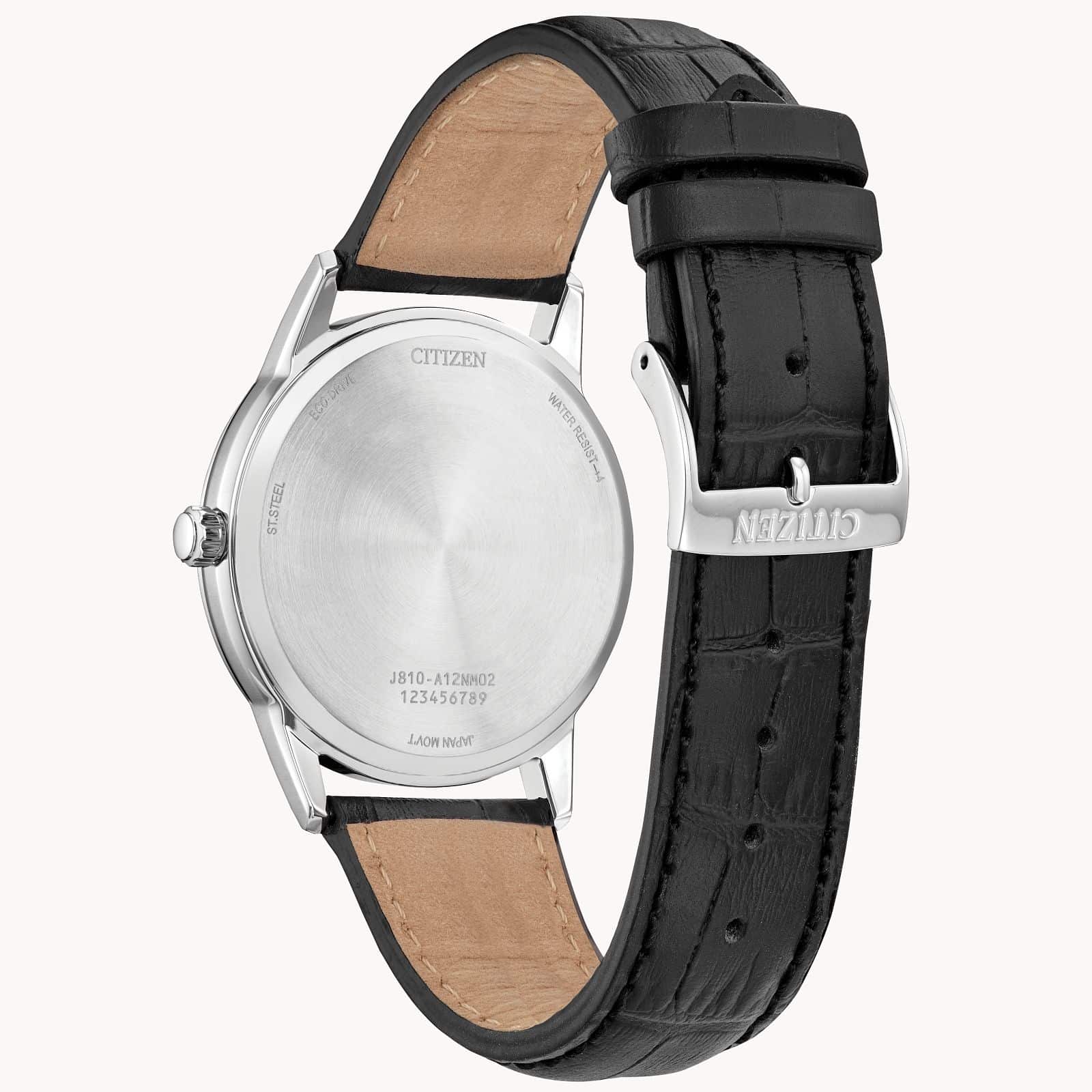 Classic Blue Dial Leather Strap Watch by Citizen