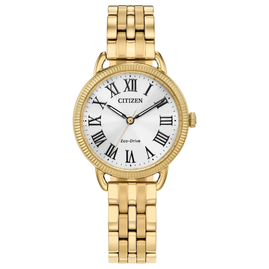 Classic Coin Edge Watch by Citizen with gold-tone case and bracelet