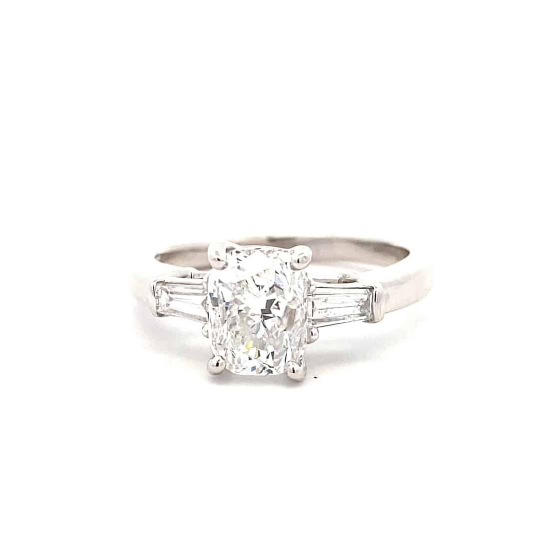 Platinum Baguette Diamond Engagement Ring Mounting