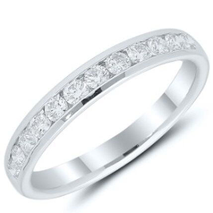 A white gold diamond channel band with 0.50 carat total weight