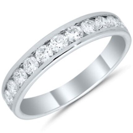 A white gold diamond channel band with 1.00 carats total weight