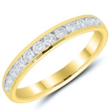 A yellow gold diamond channel band with 0.50 carat total weight