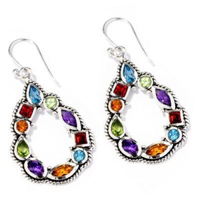 Riviera Multi-Gem Teardrop Earrings in Sterling Silver