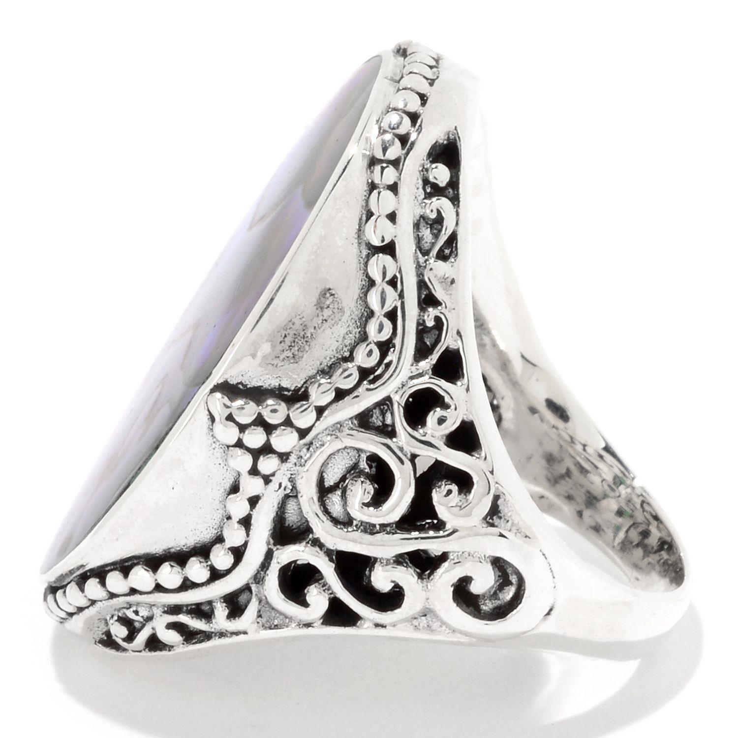 Abalone Heiress Scroll Ring by Samuel B.