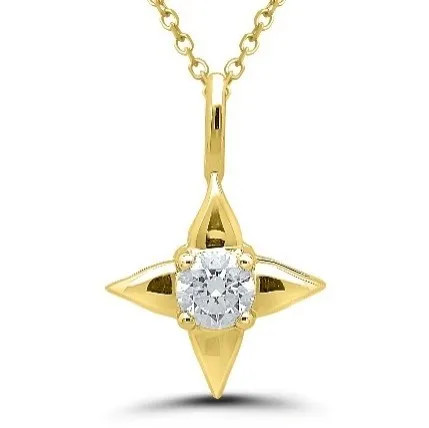 14K Yellow Gold Diamond Star Necklace