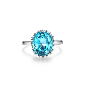 Sterling Silver Oval Blue London Blue Topaz Ring by Samuel B.