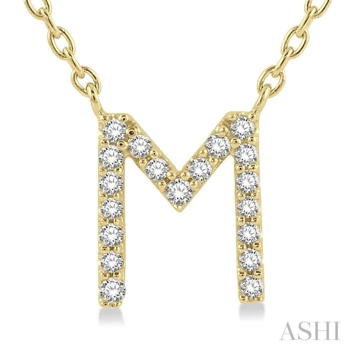 10K Yellow Gold 0.06ctw Diamond Letter M Necklace