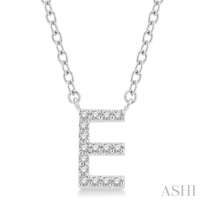 10K White Gold 0.05ctw Diamond Letter E Necklace