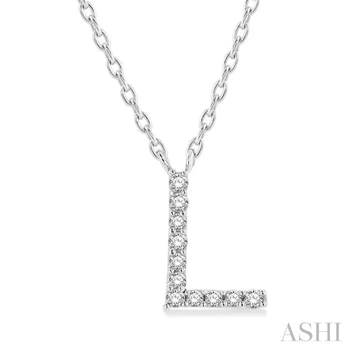 10K White Gold 0.05ctw Diamond Letter L Necklace